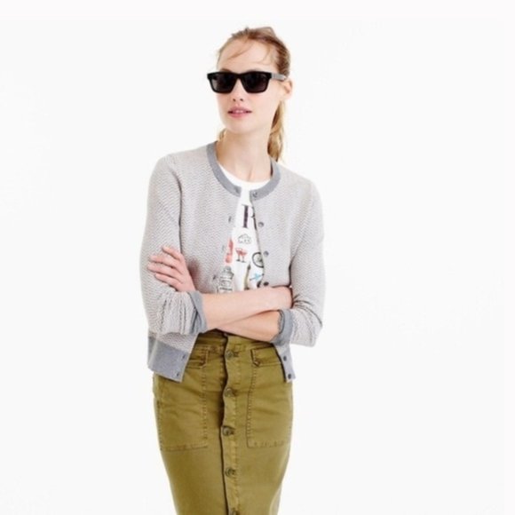 J. Crew Sweaters - J. Crew gray and cream chevron Jackie cardigan